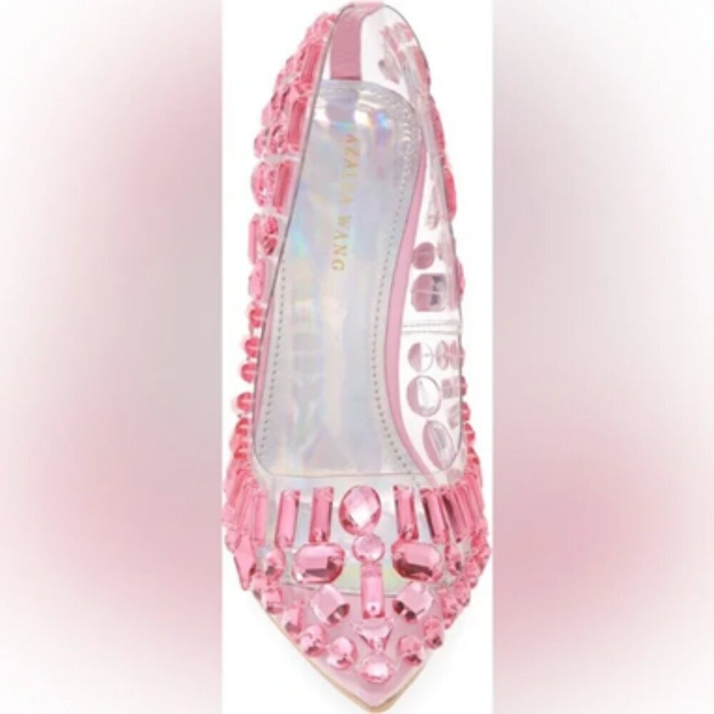 Azalea Wang Stiletto Women's Pumps, Block Heels, Toe Crystal Heels - Picture 4 of 5